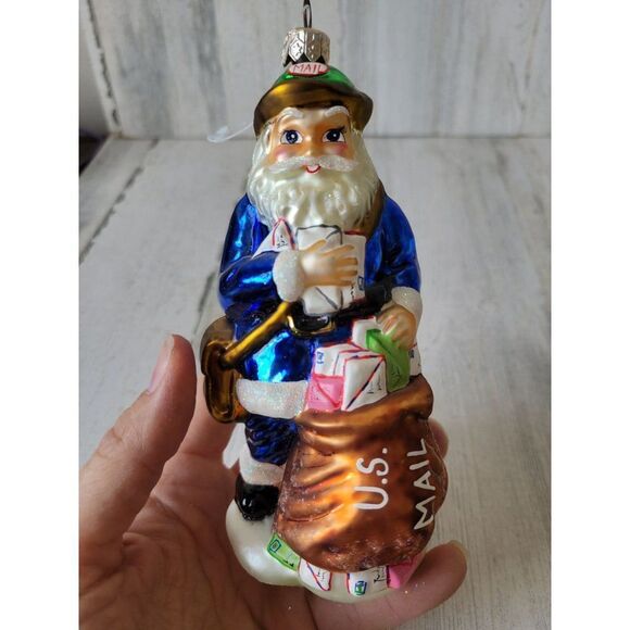 Radko merry mailman Santa mail carrier post office ornament glass vintage - Picture 1 of 7